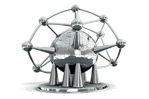 2D vector art Brussels Atomium monument, white background