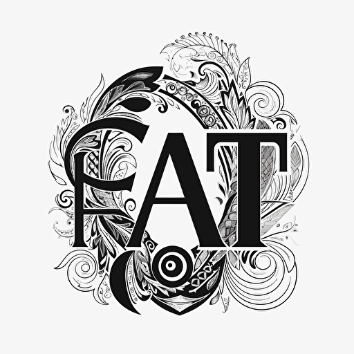 letters FAQT, vector, logo, white background, monotone