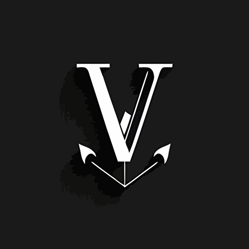 minimalist flat logo anchor with letter V, vector