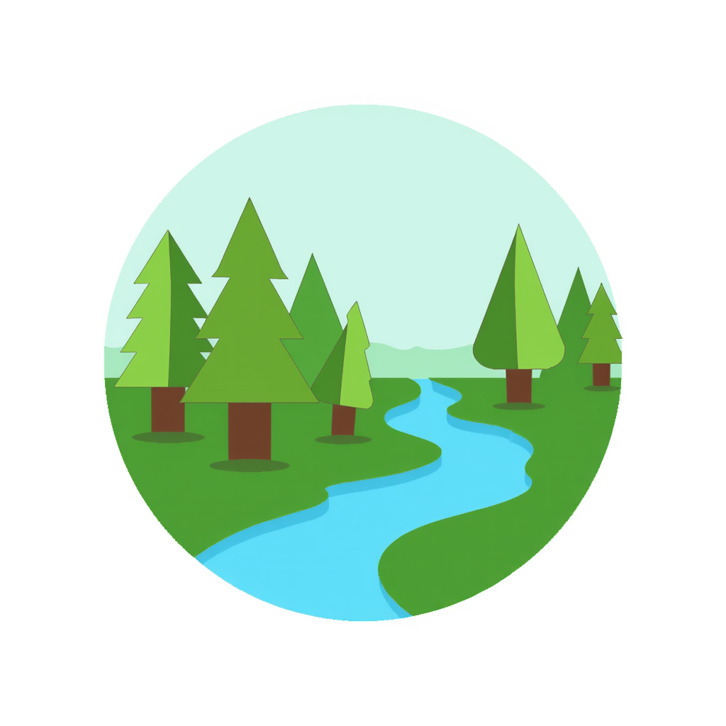 a forest with a river