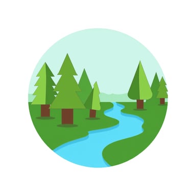 a forest with a river