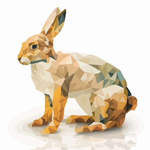 rabbit, vector low polygon, white background, no image noise, no lettering, hyperdetail, maximum detail