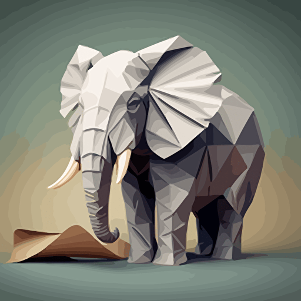 vector, folded paper, elephant