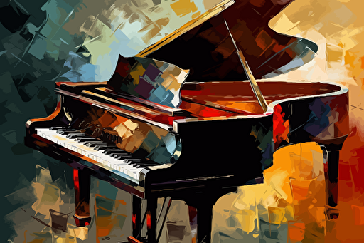 stunning palete knife vector oil painting of piano music,