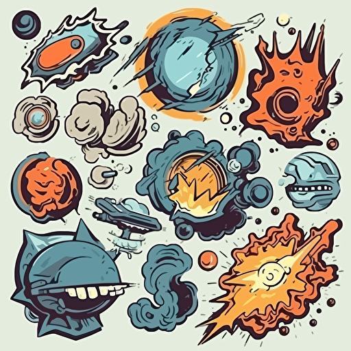 elements, comic vector illustration style.
