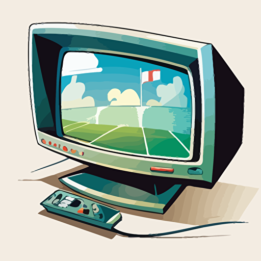 cartoon, vector image, a television showing a football game