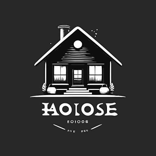 design a mid century modern furniture retail store logo name Bao House. The logo displayed under a simple house shape vector. Black and White
