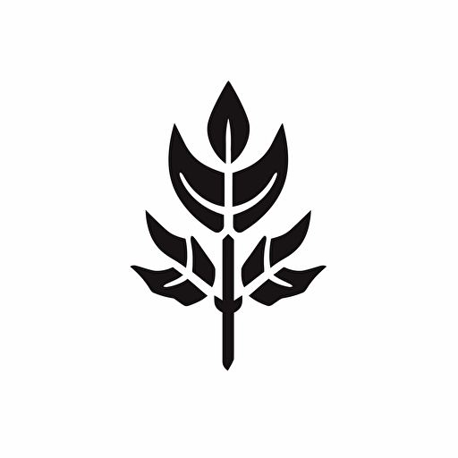 minimalist simple leaf, viking rune style, flat, vector, white background