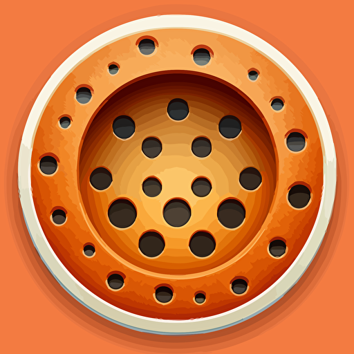 icon, orange circle with holes in the middle, vector