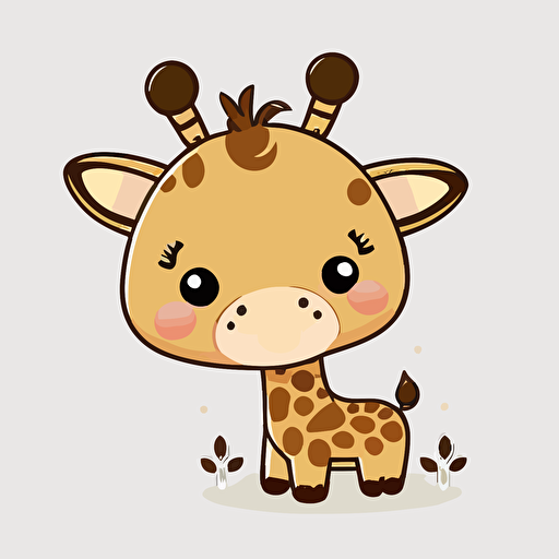 cute giraffe kawaii style, cute, vector, white background