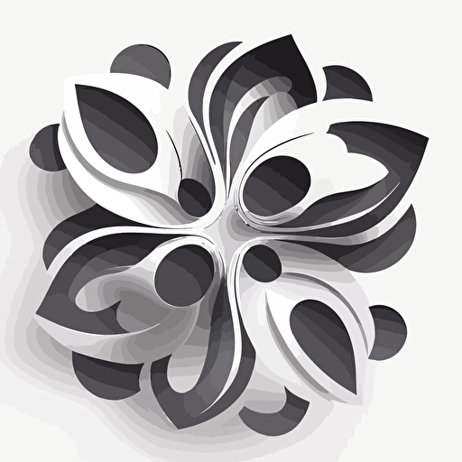 Create a stylized vector shape of a flower that looks like the number four. Flat image, black in white background