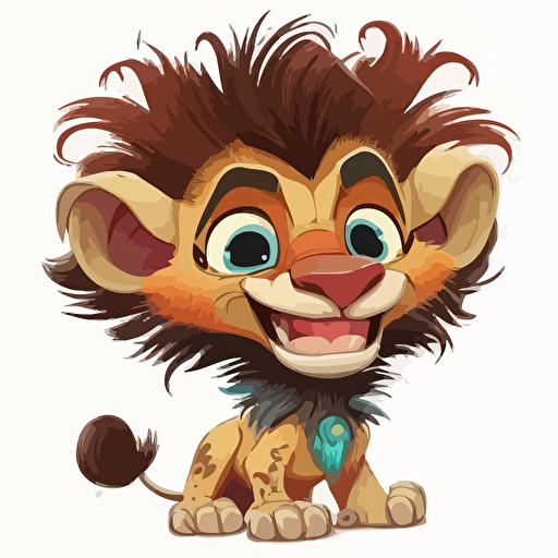 A saturated colorfull baby fur ozyumandias, goofy looking, smiling, white background, vector art , pixar style