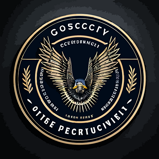 patch logo for a security company, include eagle wings, simple, vector