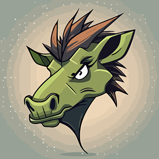 warthog, 30% human, side shot, cartoon eyes, friendly but focused, wry smile, vector logo, vector art, emblem, simple, cartoon, 2d