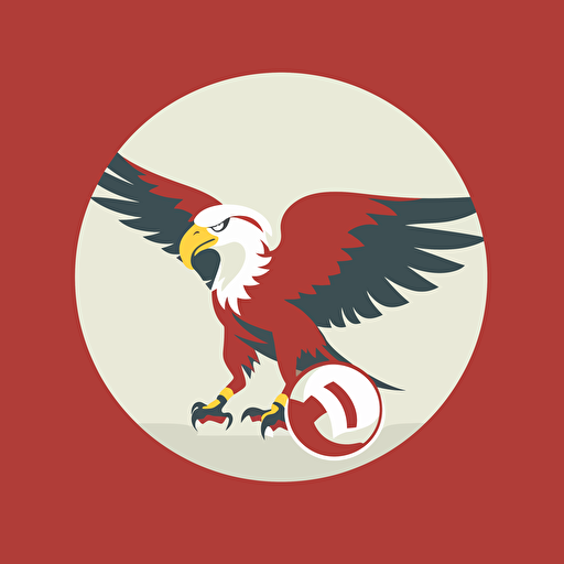 very simple logo for floorball with eagle, red and white colors, retro , vector flat, PNG, SVG, flat shading, solid background, mascot, logo, vector illustration, masterwork, 2D, simple, illustrator