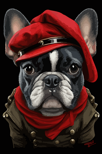 french bulldog with a beret, vector art,