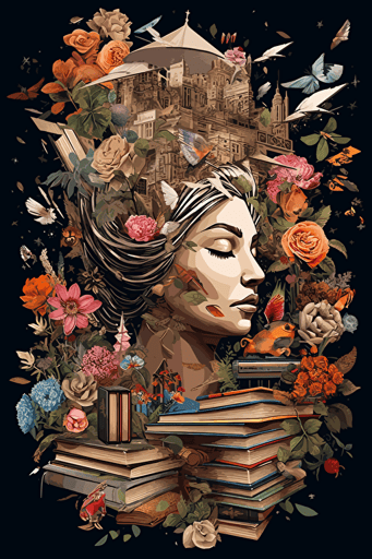 vector image, pdf, svg, thick strokes ::3 infinite library, intricate bookcovers ::1