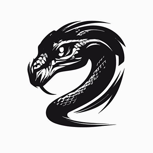 simple modern mascot iconic logo of snake black vector, on white background