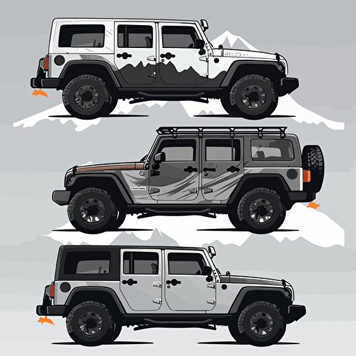 vector stickers with Jeep wrangler