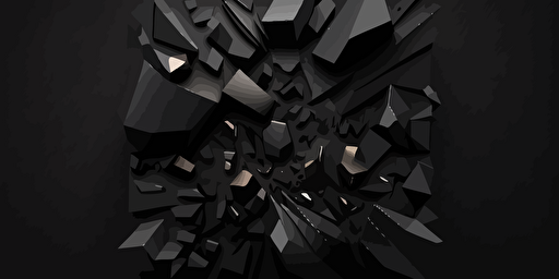 minimalist, vectorized, black shades, print layer , delicacy, elegant, polygon smooth puzzle, dark background