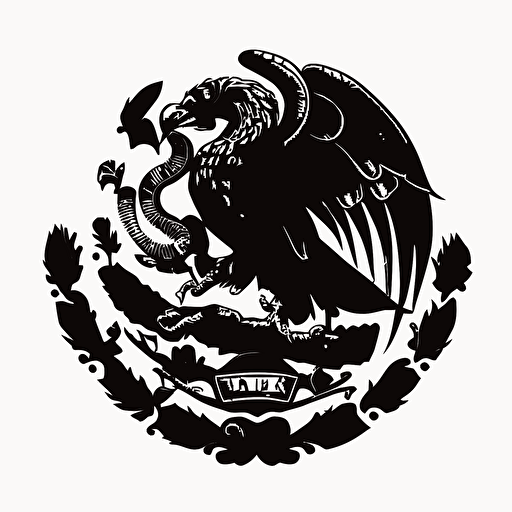 simple, modern iconic logo of mexican eagle eating snake black vector, on white background
