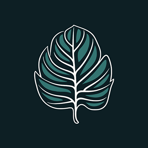 minimal line logo of a large jungle leaf, vector