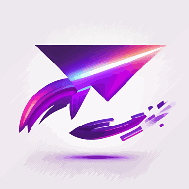 logo showing an envelope with an arrow underneath showing the dynamic of sending the envelope, minimal, vectorized logo, flat with a purple gradient on white background