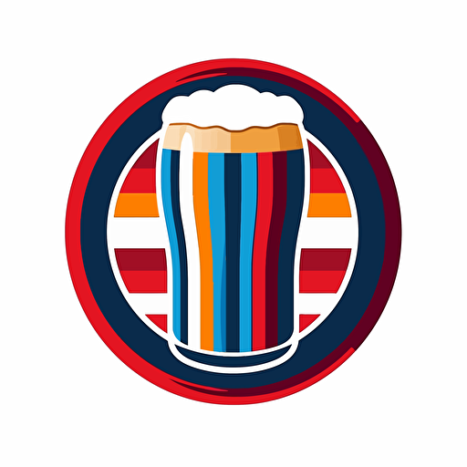 logo glass of beer, red and blue stripes, Rob Jannof,f modern, white background, vector,