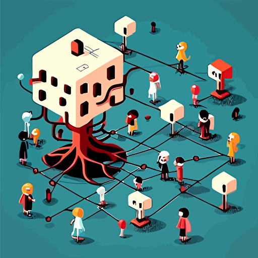 network of caretakers, vector illustration