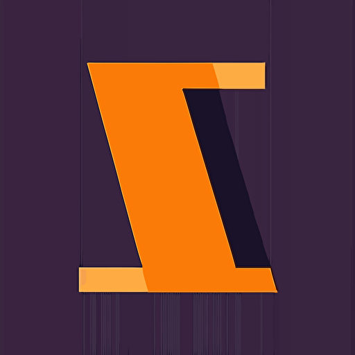 a lettermark logo of the letter L, simple, vector, flat, based on purple, orange and charcoal in the style of aaron draplin