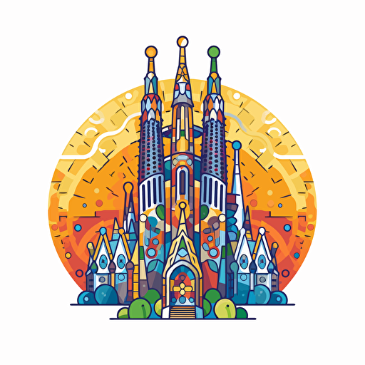 mosaic sagrada familia vector logo colorful simple