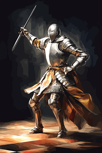renaissance performer knight, vector illustration on a stage background