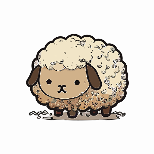 cute sheep kawaii style, vector, simple, angry sheep, cute, white background