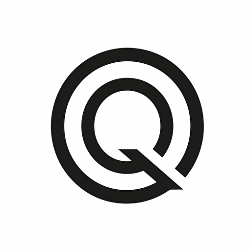 dynamic iconic logo of letter 'Q' for Quotela , black vector on white background
