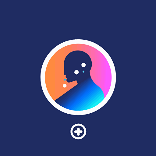 flat vector logo of circle,gradient,deep blue and black, self-care,spark robot,simple minimal, by Ivan Chermayeff