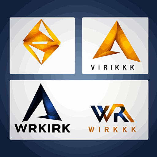 logistics and tech company logo named "WRK" triangle 3, vector logo, modern