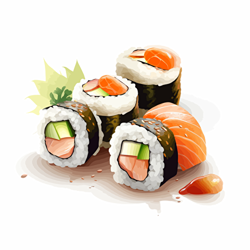 sushi, vector art, white background