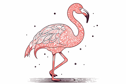 flamingo vector doodle, simple cartoon , white background