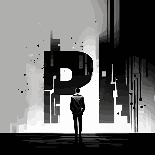 vector with the letters "í" for young people, b/w, minimalist,luxury