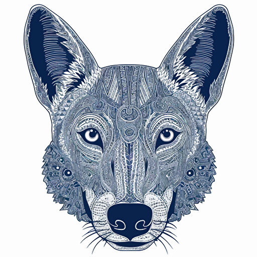 alex grey concept vector stencil of a blue heeler , black and white,