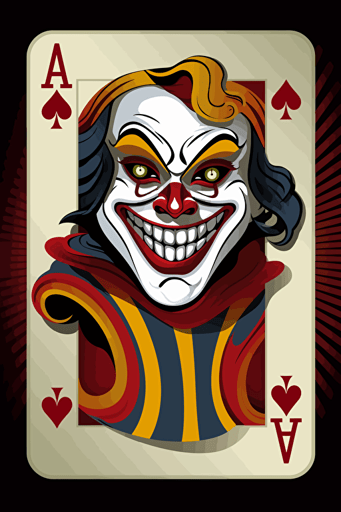 card deck, joker, red yellow, white card, vector art, simple