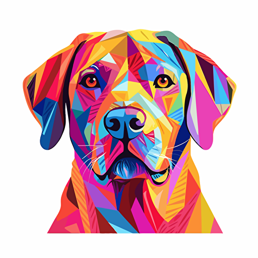colorfull papiroflexy labrador dog, vector art, white background