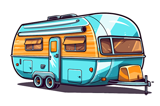 2d illustration, two toned trailer simple vector sticker