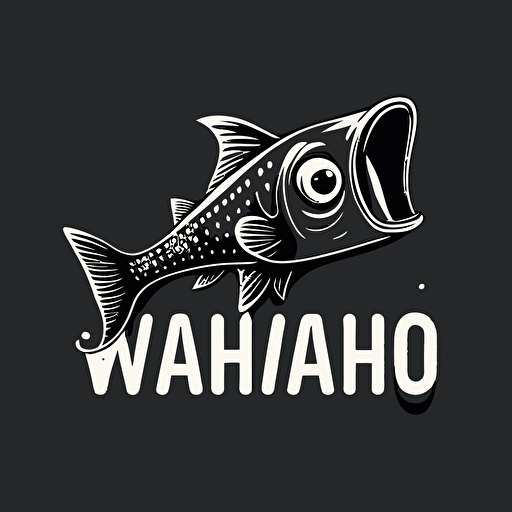 Design a logo for "WAHOO", minimalist, simple, fashionable, bright, vector, including a surprised expression, no fish element, only two color