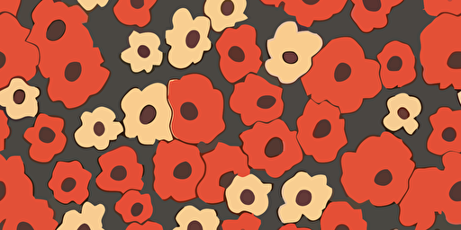 A pattern of poppies in vector style. Magic hour. Miyazaki.