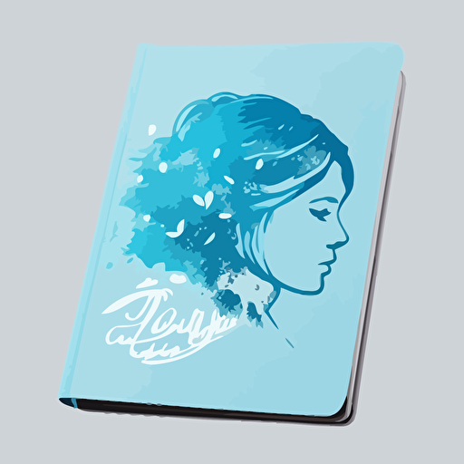 logo for the diary in vector style, size a5, in blue and light colors, the profile of a girl who works