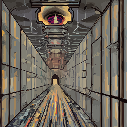 noisy color photograph liminal space style mc escher floating liquid stretching walls supernova inside facility scared faces emerging darkness hallways abstract 3d render minimalist oddly familiar cinematic dramatic lighting soft vintage glow