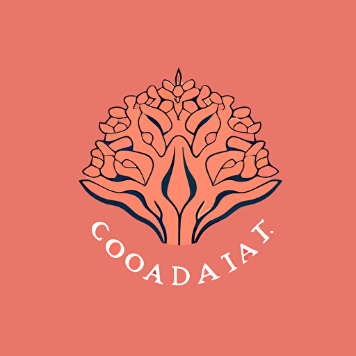 clean logo for a foundation with the name Coral, vector flat color style
