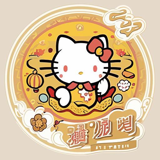 hello kitty logo of rabbit and mid-autumn festival vector style 2D illustrator,