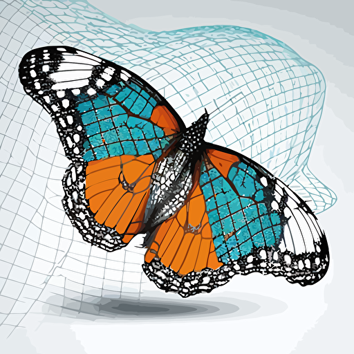 butterfly net for hunting butterflies vector adobe Illustrator style, limited 3 color